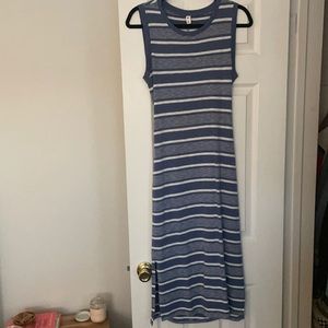 Blue/white striped dress.